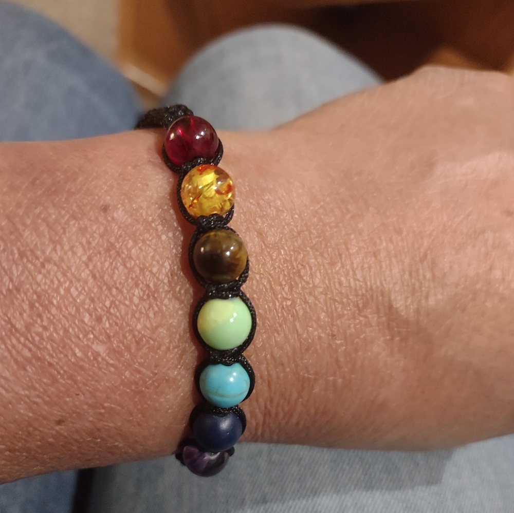 7 Chakra Natural Stones Handmade Braided Rope Bracelet